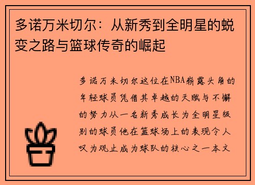 多诺万米切尔：从新秀到全明星的蜕变之路与篮球传奇的崛起